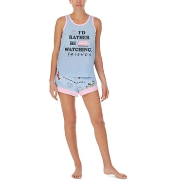 Friends Womens Watching Friends Printed Tank Top & Shorts Pajama Set