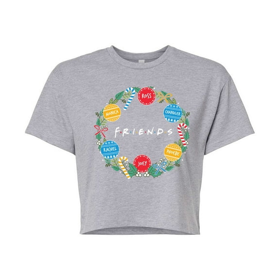 Friends - Wreath - Juniors Cropped Cotton Blend T-Shirt