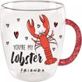 thumbnail image 1 of Friends You're My Lobster 14 Ounce Glitter Handle Glass Mug, 1 of 1