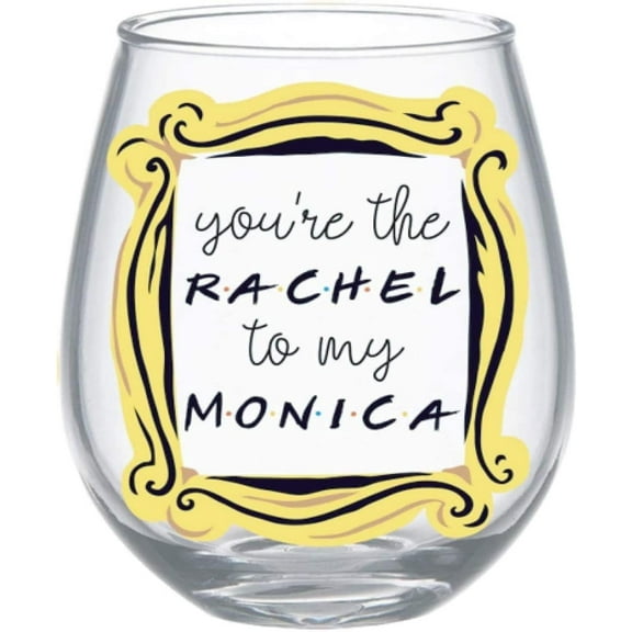 Silver Buffalo Friends You’re The Rachel to My Monica Stemless Wine Glass, 20 Ounces