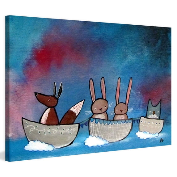 "Friends in Boats" Painting Print on Wrapped Canvas