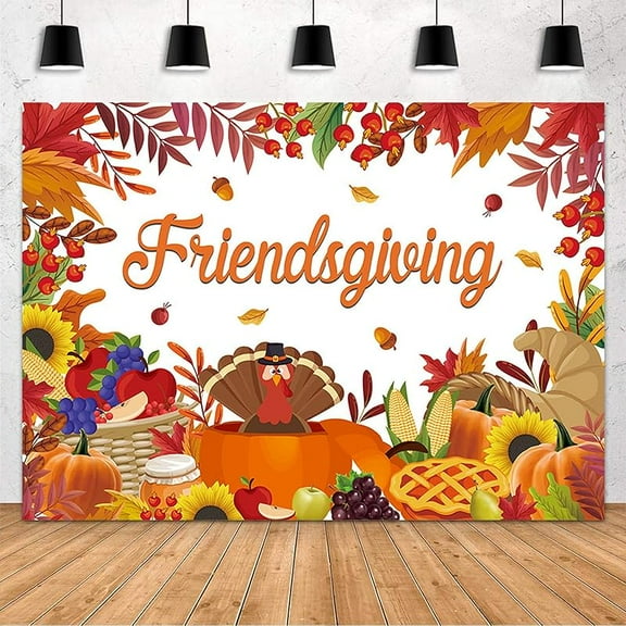 Friendsgiving Backdrop Happy Friendsgiving Thanksgiving Photography Background Fall Pumpkins Harvest Maple Leaves Turkey Thanksgiving Party Decorations Banner Supplies Photo Booth Props