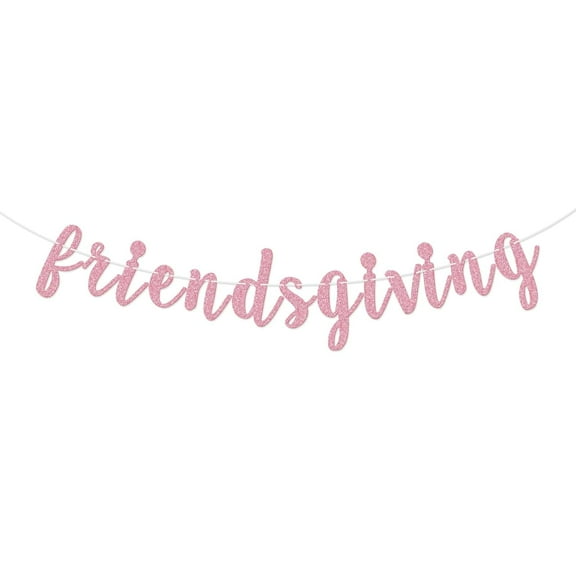 Friendsgiving Banner, Fall Banner, Glitter Thanksgiving Decorations, Holiday Decor (Champagne)