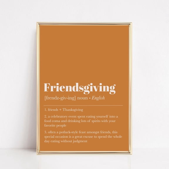 Friendsgiving Decorations, Friendsgiving Decor, Orange Fall Decor, Definition Print, Fall Prints, Print Wall Art UNFRAMED PAPER POSTER, Home Decor, Vintage Gift, Living Room Dercor