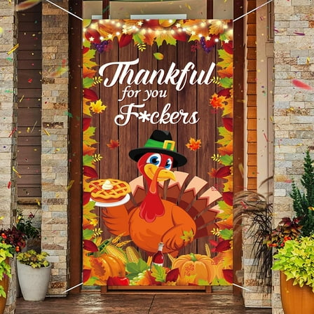 Friendsgiving Party Decorations - Door Cover Banners, Large Backdrop Banner, Thanksgiving Autumn Party Banners