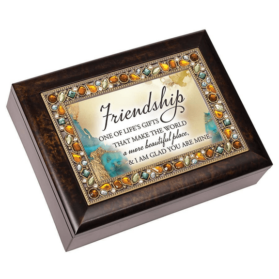 Friendship Amber Jeweled Music Box