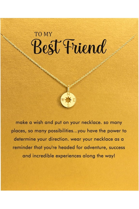 Friendship Anchor Compass Necklace Good Luck Elephant Pendant Chain Necklace With Message Card Gift Card[o1628]
