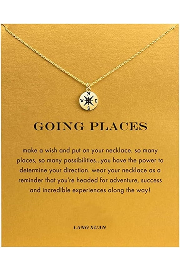 Friendship Anchor Compass Necklace Good Luck Elephant Pendant Chain Necklace With Message Card Gift Card[o2646]