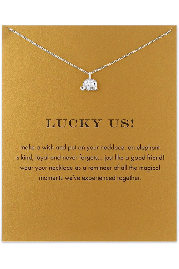 Friendship Anchor Compass Necklace  Luck Elephant Pendant Chain Necklace with Message Card  Card