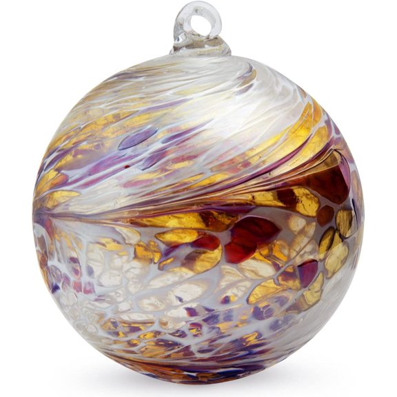 Friendship Ball Garnets & Gold 4 Inch Kugel Iridized Witch Ball by