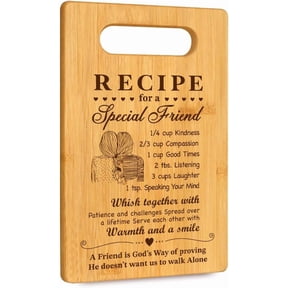 Friendship Bamboo Cutting Board with Quotes - Birthday Gifts for Bestie Women & BFF - Kitchen Decor Board for Her Special Occasions