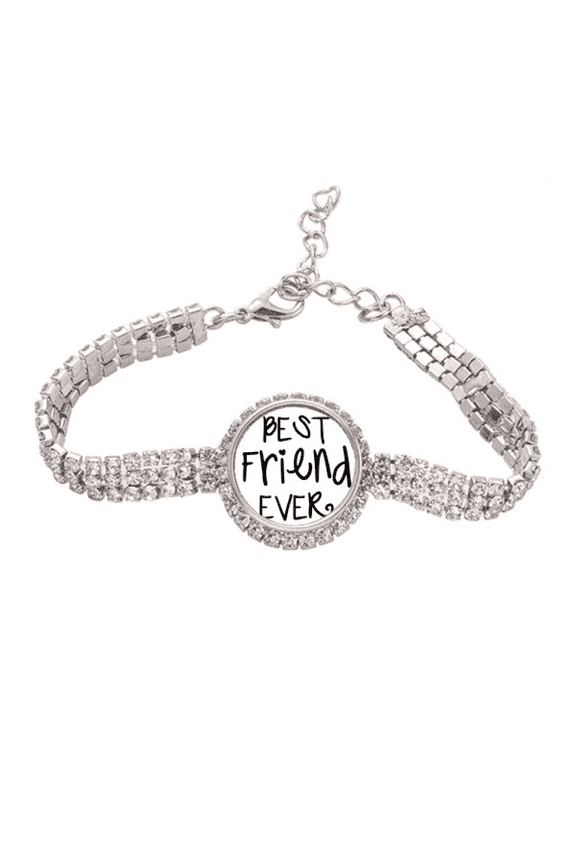 Friendship Best Friend Ever Words Quotes Tennis Chain Anklet Bracelet Diamond Jewelry