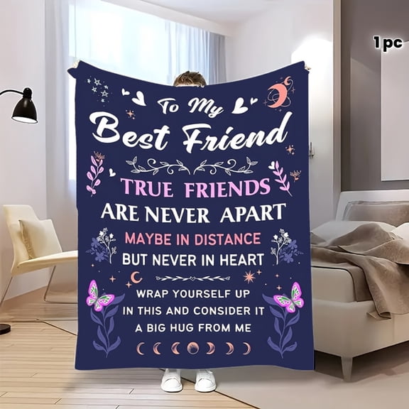Friendship Blanket Soft Warm Flannel Blanket Gradient Floral Heart Print Inspirational Friendship Quotes Machine Washable Contemporary Durable Camping Travel Home Decor All Season Throw