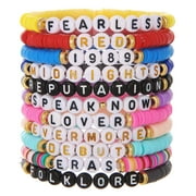 SOOHI Friendship Bracelet Clay Beads Preppy Surfer Concert Singer Music Inspired Bracelet Birthday Bracelet Gifts for Female Fans Taylor Fan Bracelet (11 PCS)