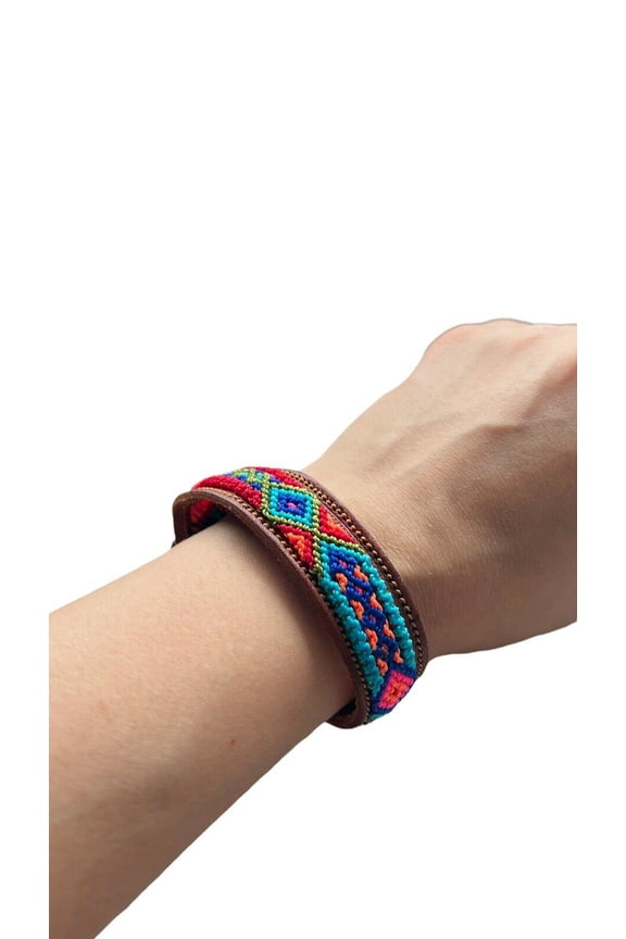 Friendship Bracelet Leather Macrame Handmade Mayan Chiapas Mexican Hippie Boho New
