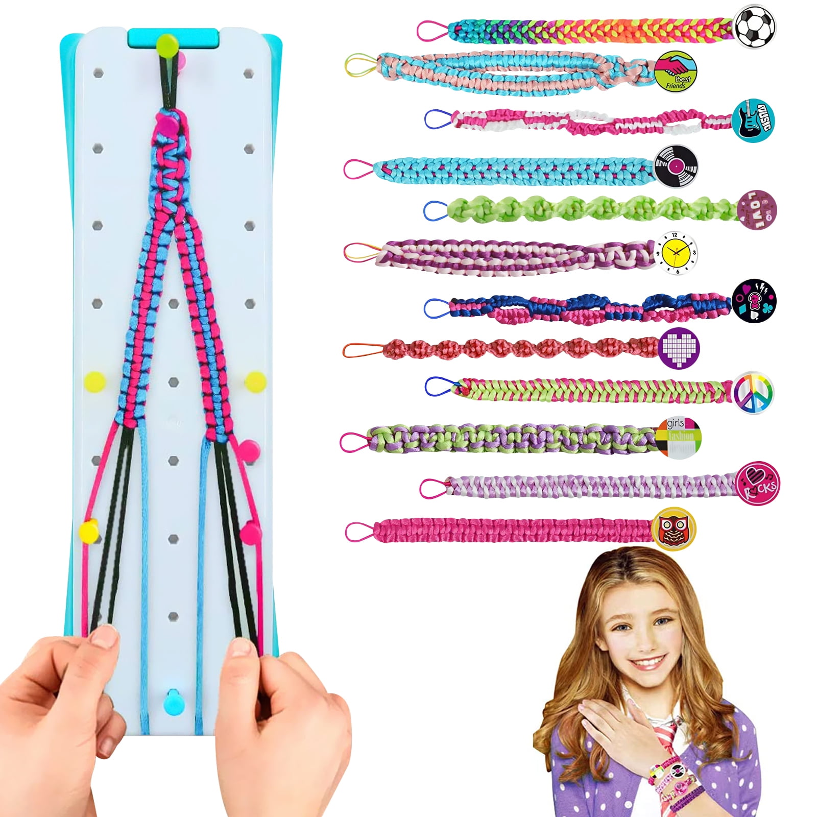 QISHI Friendship Bracelet Making Kit, Girls DIY Craft Kits Toys Cool Arts and Crafts Toys for Teen Girls Travel Activity Set Gifts for Age 6 7 8 9 10 11 12 Year Old Girls