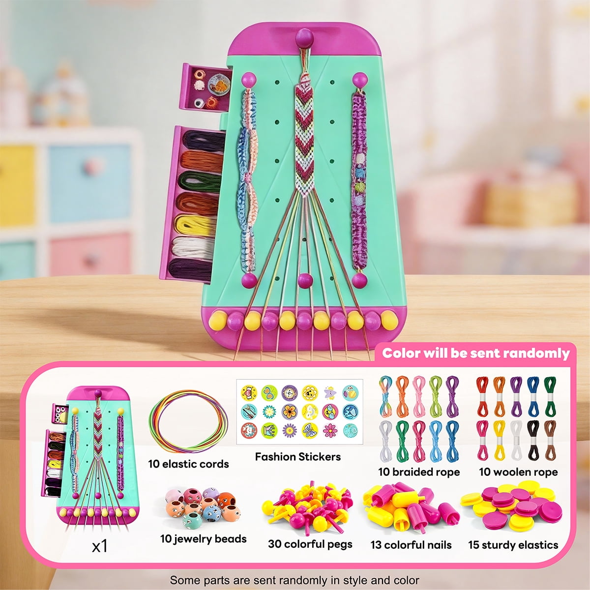 Friendship Bracelet Making Kit for Kids, 2-in-1 Braiding Board & Hair Styling Set, DIY Jewelry & Hairstyle Craft Kit, Educational Gift for Girls Ages 6+