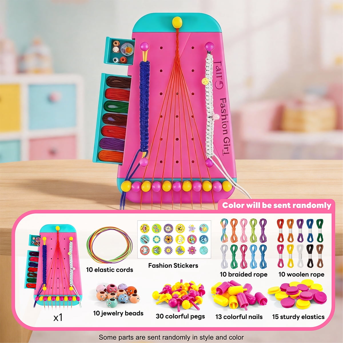 Friendship Bracelet Making Kit for Kids, 2-in-1 Braiding Board & Hair Styling Set, DIY Jewelry & Hairstyle Craft Kit, Educational Gift for Girls Ages 6+