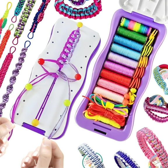 Friendship Bracelet Making Kit for Girls with Loom Stand, 10 Color Threads & Charms,Suitable Gift for Best Friends - DIY Handmade Art Gifts 8-12