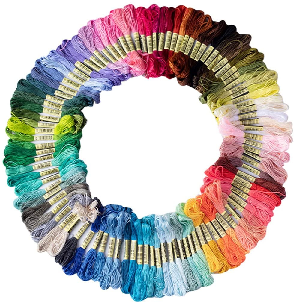 Embroidery String Kits,Cross Stitch Tools Kit,Punch Needle Embroidery Kit,Perfect  for Making Friendship Bracelet Strings,Includes 108 Colors Thread and 800  Beads 