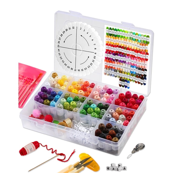 Friendship Bracelet String Kit - Embroidery Floss Set with Organizer Box