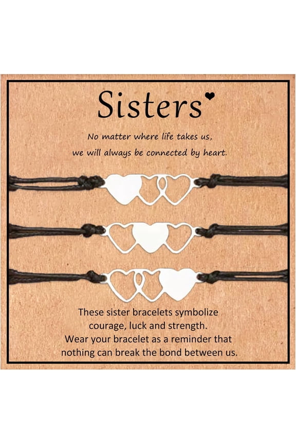 Friendship Bracelets for 3, Trio Bracelets for Best Friends, Matching Distance Bracelet, Adjustable Birthday Friendship Jewelry Gifts for Women[e39809]