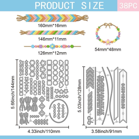 Friendship Bracelets Lace Cutting Dies for DIY Scrapbooking Metal 26 Letters Border Cut Dies Numbers Frame Die Cuts for Card Making Embossing Photo Album Craft Decor