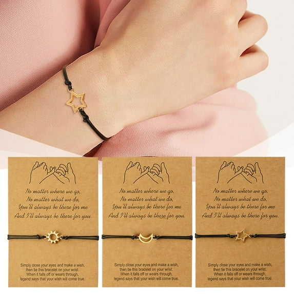 Friendship Bracelets for 3, Trio Bracelets for Best Friends, Matching Distance Bracelet, Adjustable Birthday Friendship Jewelry Gifts for Women