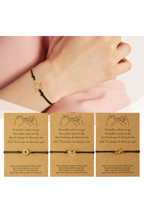 Friendship Bracelets for 3, Trio Bracelets for Best Friends, Matching Distance Bracelet, Adjustable Birthday Friendship Jewelry Gifts for Women