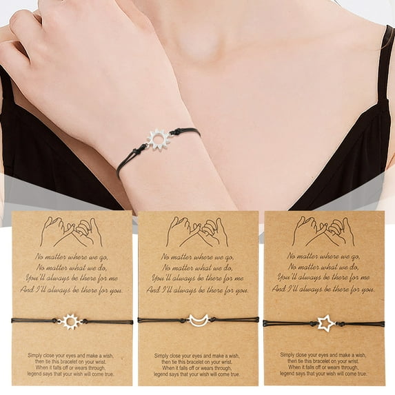 Friendship Bracelets for 3, Trio Bracelets for Best Friends, Matching Distance Bracelet, Adjustable Birthday Friendship Jewelry Gifts for Women