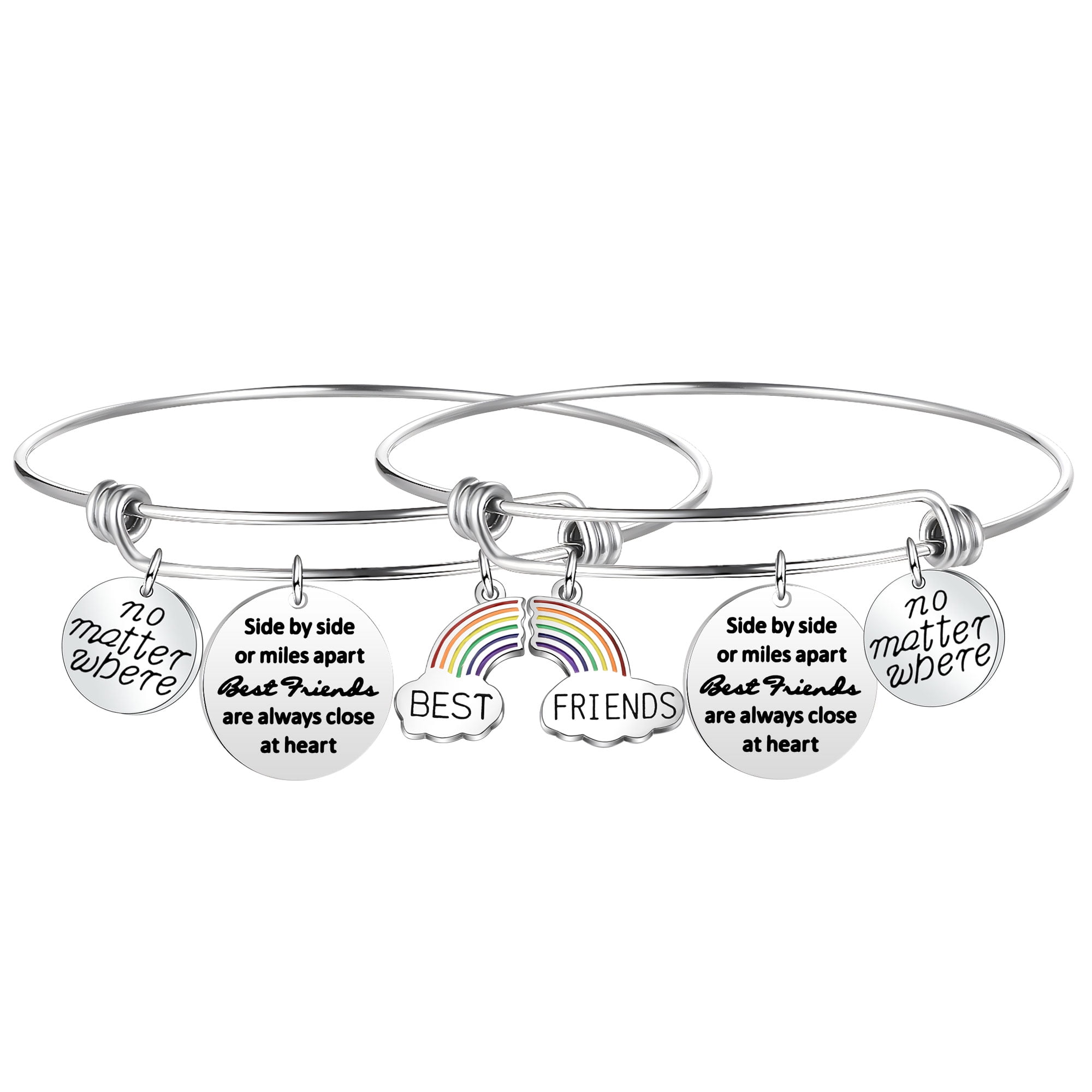 Friendship Bracelets for Women Best Friends Gifts 2 Pcs Silver Bracelet  Bangle for Girls Graduation Gifts Long Distance Friendship Gifts -  Walmart.com, image size:2000x2000