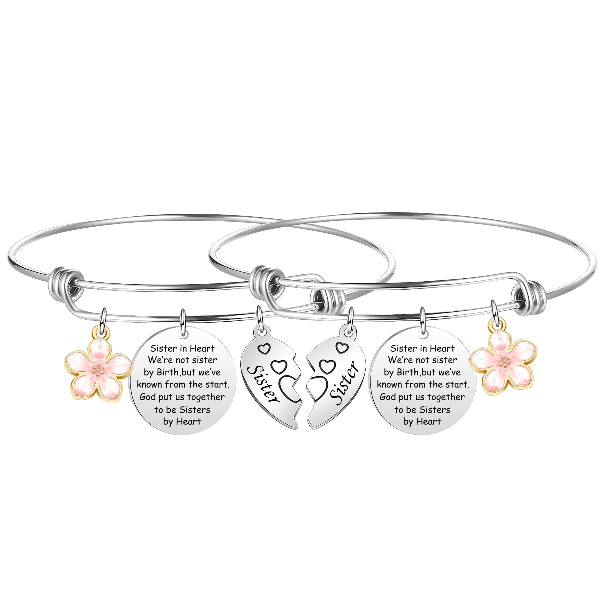 Friendship Bracelets for Women Best Friends Gifts 2 Pcs Silver Bracelet ...