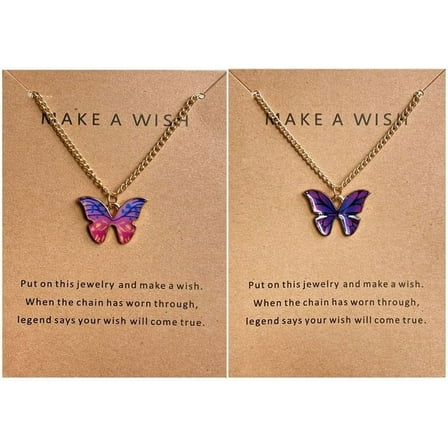Friendship Butterfly Necklace Pendant 2 Best Friend BFF Necklace Long Distance Promise Matching Necklaces for Best Friends Women Birthday Gifts