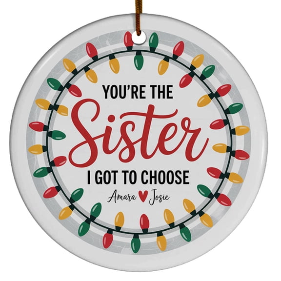 Friendship Christmas Ornament for Bestie BFF Soul Sisters, Custom Name Text Names Long Distance Christmas Tree Xmas Gift, Circle Christmas Ornament, Hanging Christmas Ornament