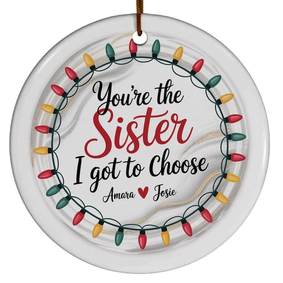 Friendship Christmas Ornament for Bestie BFF Soul Sisters, Custom Name Text Names Long Distance Christmas Tree Xmas Gift, Circle Christmas Ornament, Tree Christmas Ornament