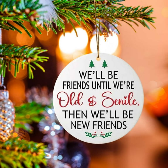 Taicans Friendship Christmas Tree Ornament,Porcelain Holiday Decoration,“Our Friendship Isn’t a Big Thing,It’s a Million Little Things”,Snowflake & Leaf Design,Christmas Gift for Friends