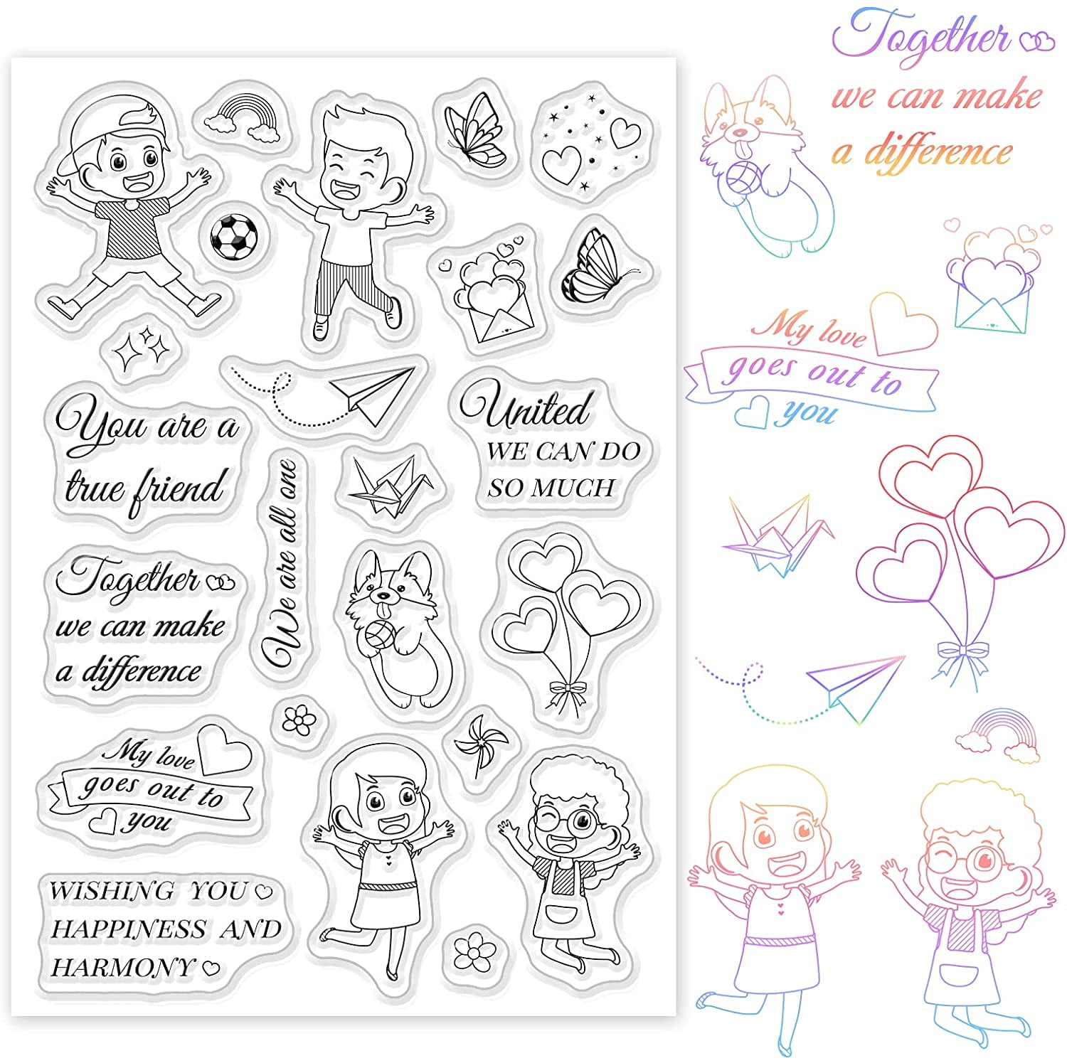 Friendship Clear Stamps Transparent Silicone Stamp Boy Woman Dog Paper ...