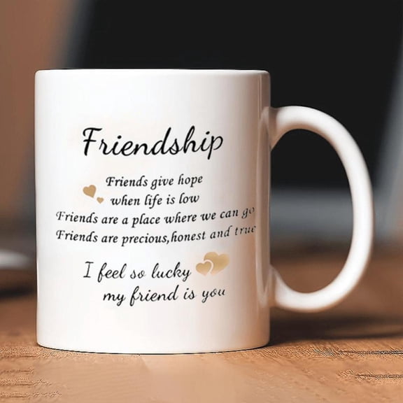 Friendship Coffee Mug I Feel So Lucky That My Friend Is You Christmas Birthdays Graduations or Any Special Occasion 11oz Ceramic Mug with Pink Handle