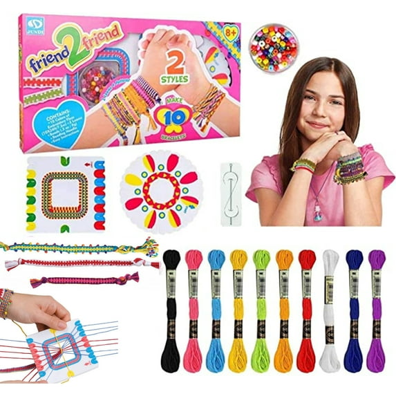 Friendship DIY Bracelet Kit for Kids Ages 5-12, Creative Weaving Craft Set with Colorful Threads & Beads, Fun Arts & Crafts Gift for Girls Boys Birthday Christmas Party Activity