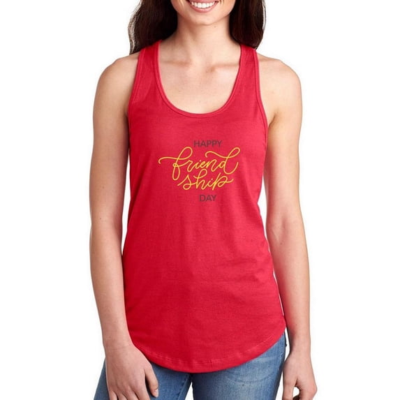 Friendship Day Gold Text Racerback Tank Women -Image by Shutterstock, Female Large