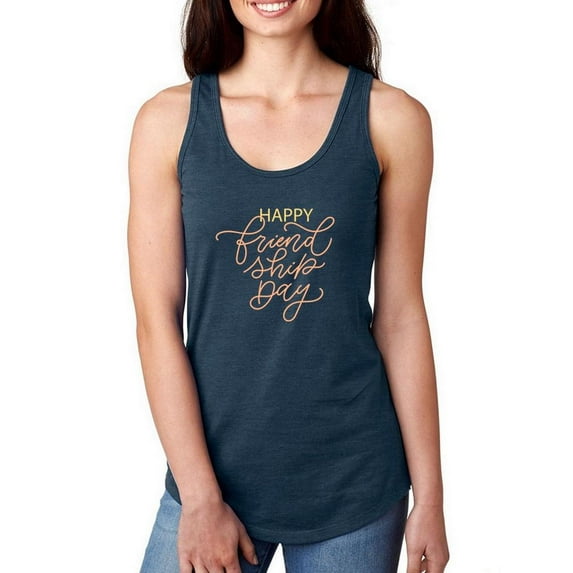 Friendship Day Orange Letters Racerback Tank Women -Image by Shutterstock, Female Small