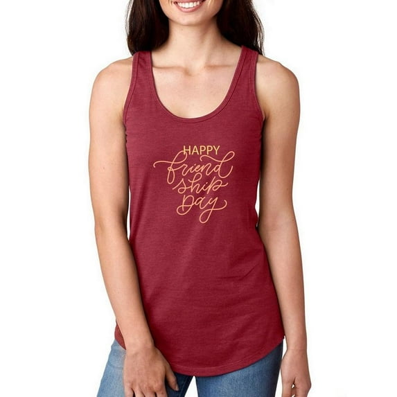 Friendship Day Orange Letters Racerback Tank Women -Image by Shutterstock, Female x-Large