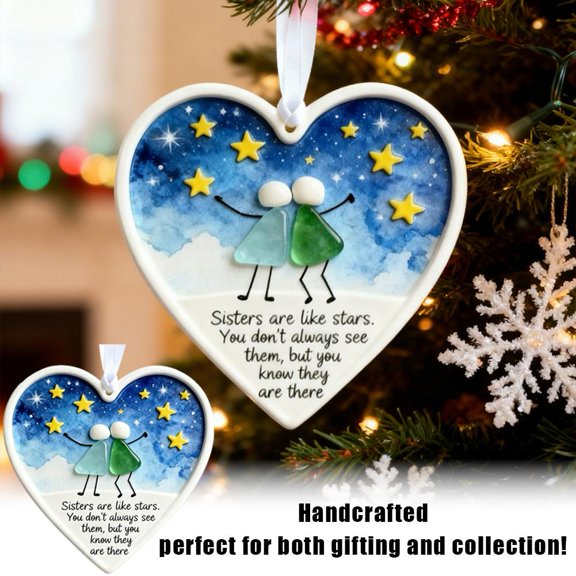 Friendship Decorative Ceramic Pendant, Heart Shape, 3.15 in, Lightweight and Easy to Hang, Adds a Warm Touch to Wardrobes and Everyday Spacesblue,1pcs