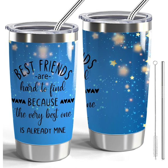 Friendship Gift Best Friends 20oz Stainless Steel Tumbler with Lid and Straw Friendship Gifts for Women Best Friends Are Hard to Find Because The Very Best One is Already Mine (Friends-hard to find)