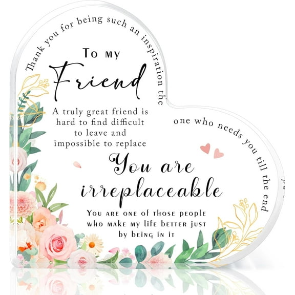 Friendship Gifts for Women Friend Bestie Unique Acrylic Heart Decor Sign Keepsake Acrylic Heart Tables Centerpiece Birthday Christmas Gift Idea Sister Gift