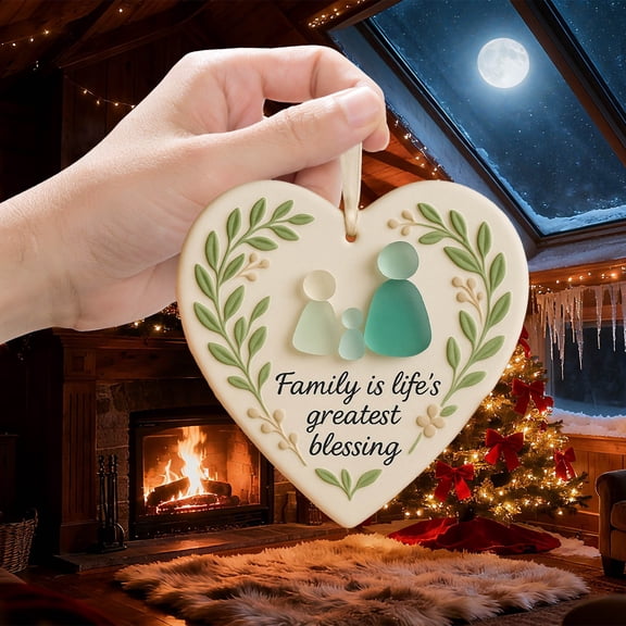 Friendship Heart Ornament 3.14in, Acrylic Sea Glass Heart Keepsake, Handmade Friendship Decor for Sister, Family, Loyalty Gift, Christmas Tree Hanging Decoration(C)