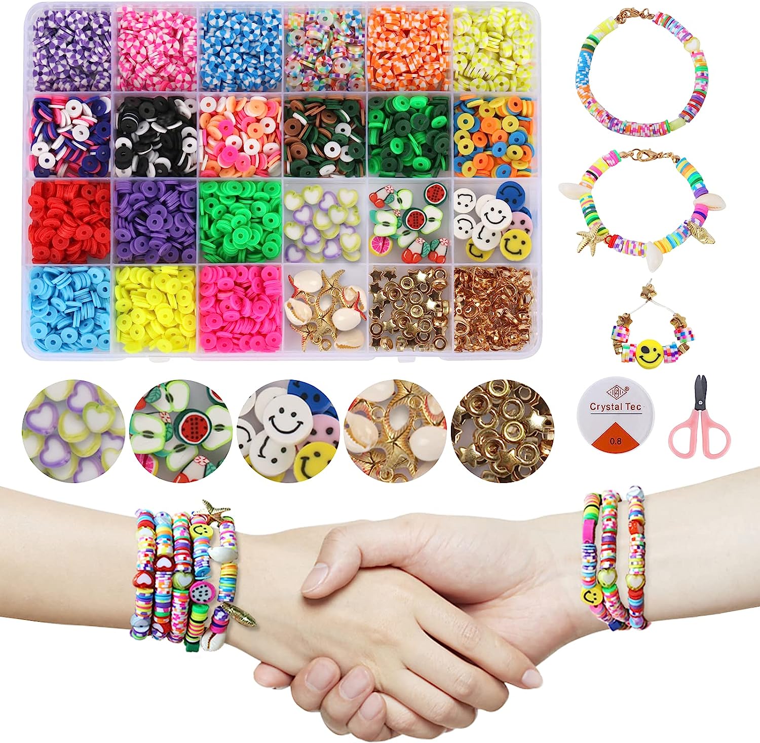 Friendship Jewellery Making Kit Presents for 4 5 6 7 Year Old Girls Clay  Beads Bracelet Making Kit Gifts for 7 8 9 10 11 12 Year Olds Girls Teen,  Clay