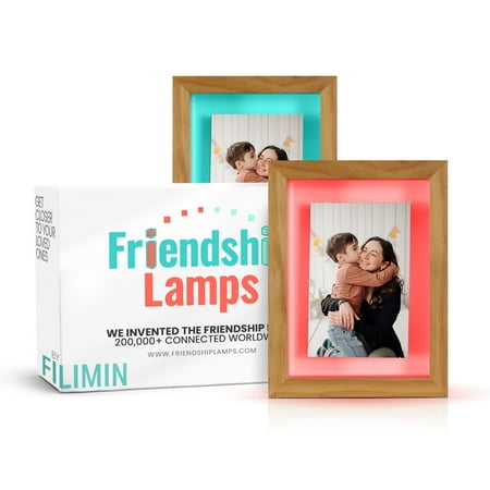 Friendship Lamp – Knotty Pine Wood Picture Frame - Wi-Fi Touch Lamp Light for Long-Distance, Connection, Relationship, Gift, Over 200 Colors, App Setup, Handmade in USA by Filimin - 2 Pack