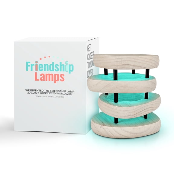 Friendship Lamp® Long Distance Touch Lamps – WiFi Connected, Long Distance Gifts, Touch Activated Table Lamp, Long Distance Friendship Gifts, LED Light -Mid-Century White/Black - Single