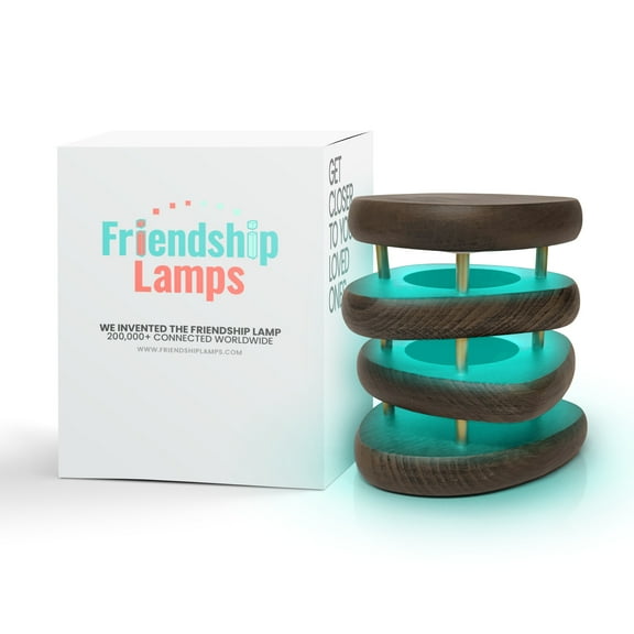 Friendship Lamp® Mid-Century Knotty Alder Wood Design Handmade in USA - Wi-Fi Touch Lamp LED Light for Long-Distance, Connection, Relationship, Friendship, Gift, Over 200 Colors -Kona Gold- Single